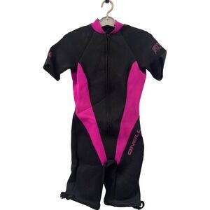 O'Neill Women's Shorty Wetsuit Size M Black Pink React Series Neoprene